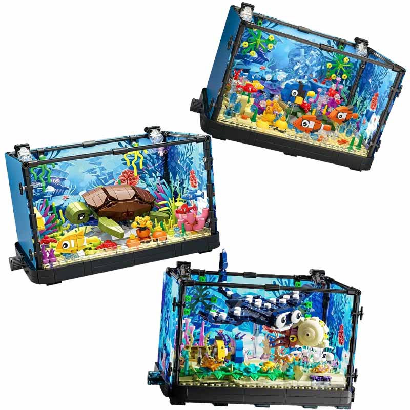 Aquarium Fish Game - 조명이 포함된 어항 빌딩 블록 세트,