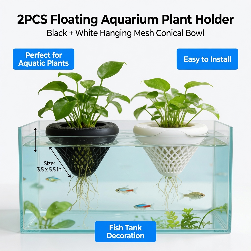 2PCS 플로팅 수족관 식물 홀더, 물고기 탱크용 걸이 - Aquarium Fish Enrichment 리뷰 및 가격