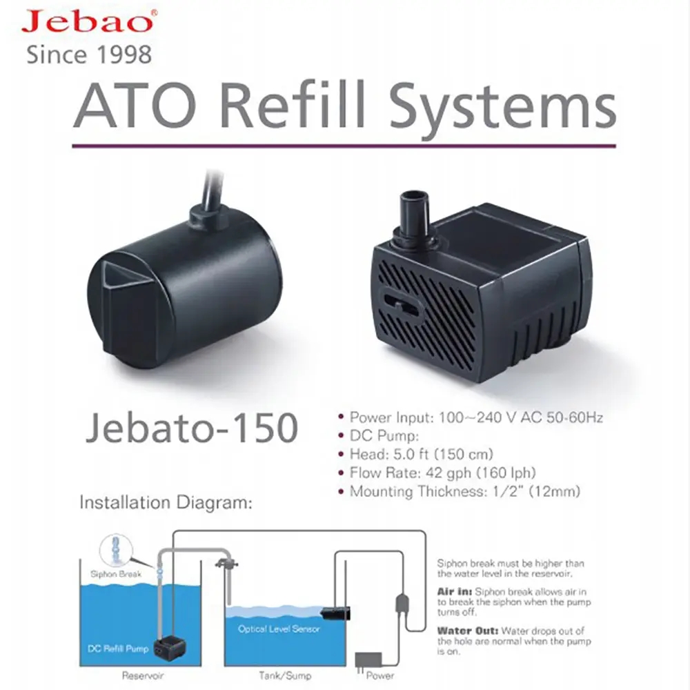 Jebato-150 ATO 스마트 리필 시스템 Jeco - Aquarium Auto Top Off 리뷰 및 가격