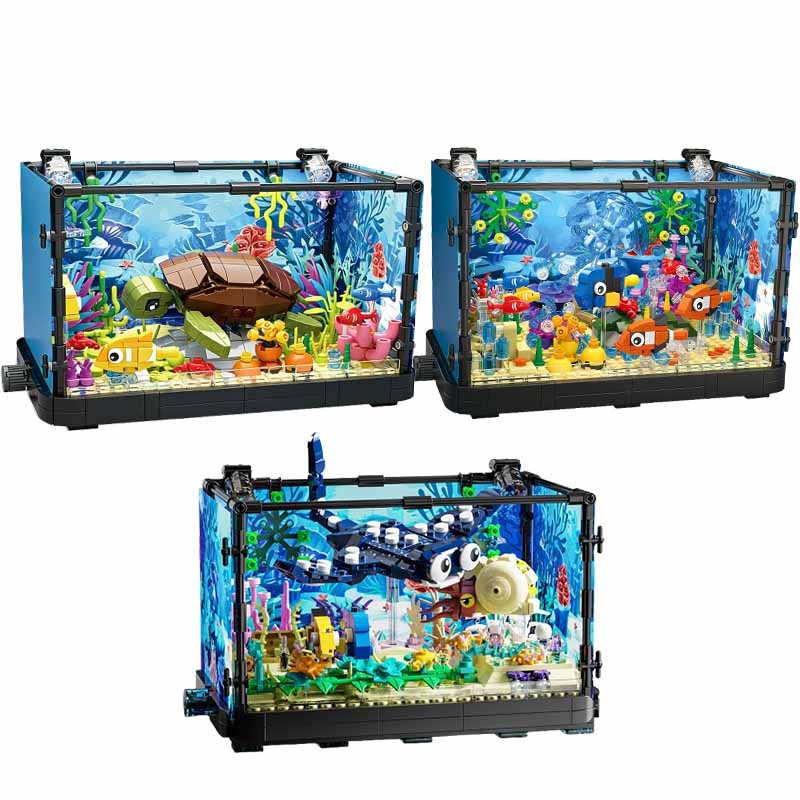조명이 포함된 어항 빌딩 블록 세트, 수족관, 해양 거 - Aquarium Fish Land 리뷰 및 가격