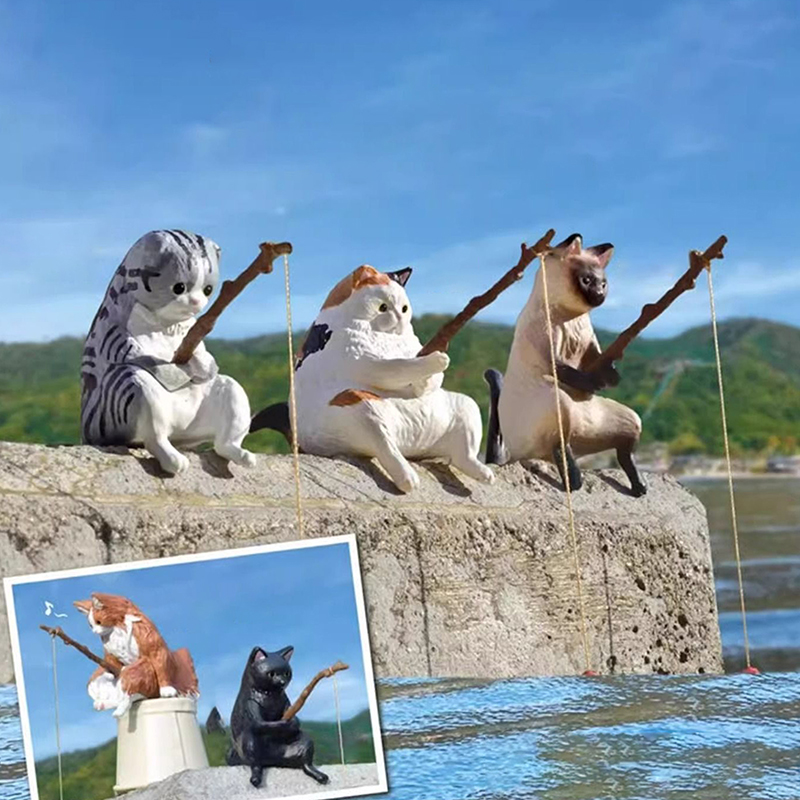 새로운 어항 낚시 고양이 장식품, 창의적인 풍경 사무실 - Aquarium Fish Land 리뷰 및 가격